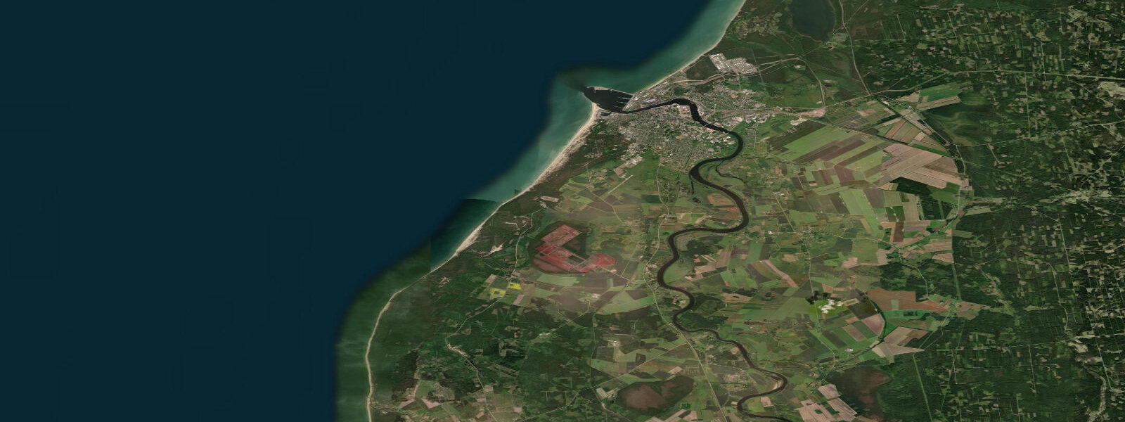 Satellite view of the coast near Ventspils
