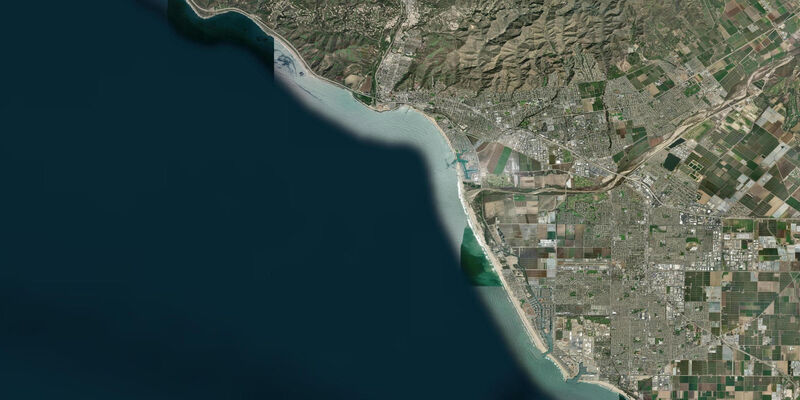 Satellite view of the coast near Ventura