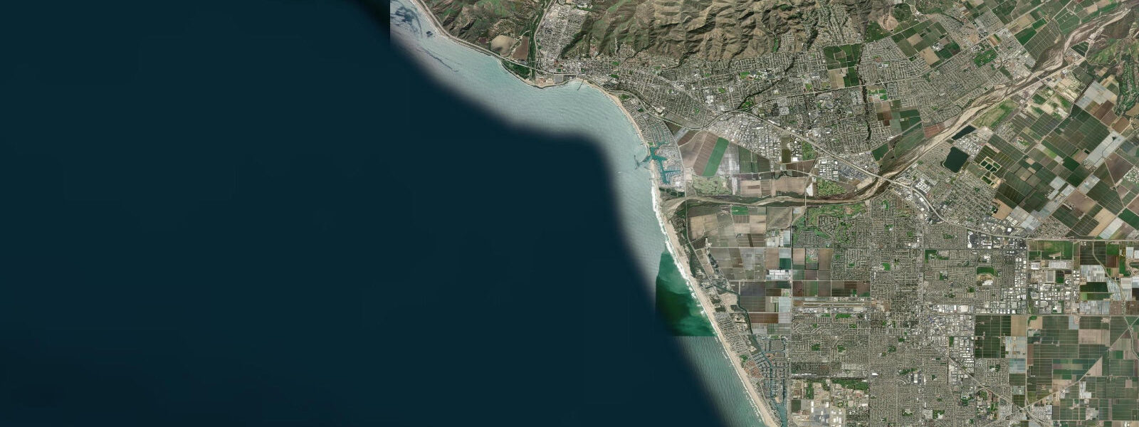 Satellite view of the coast near Ventura