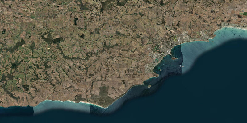 Satellite view of the coast near Victor Harbor