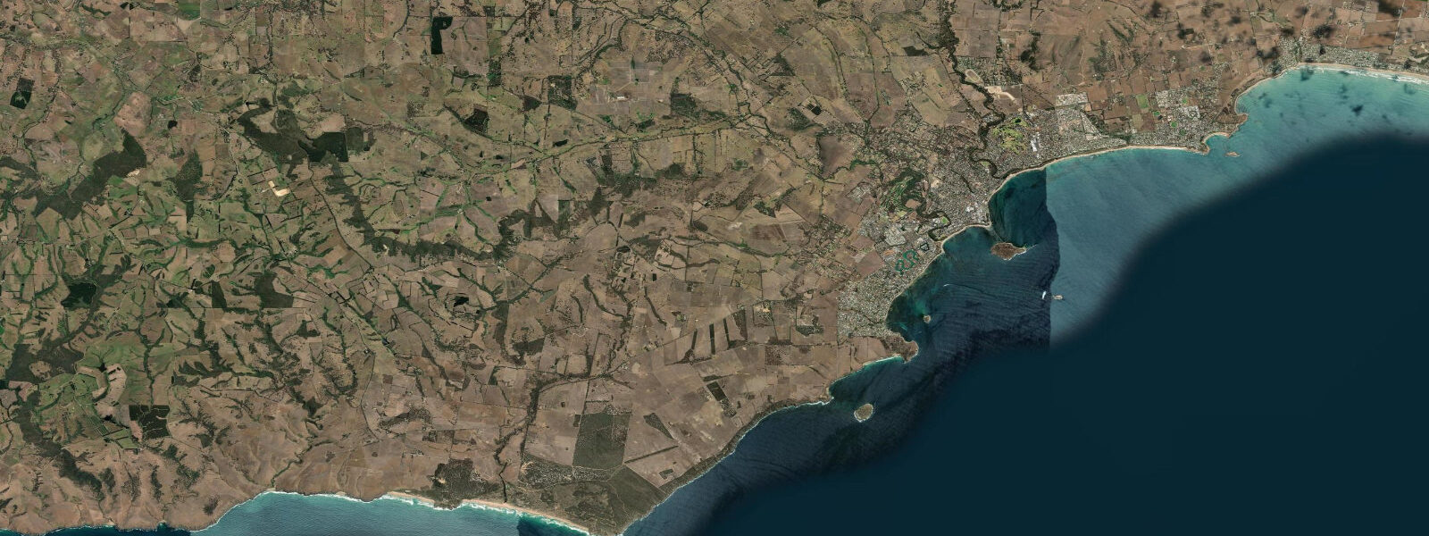 Satellite view of the coast near Victor Harbor