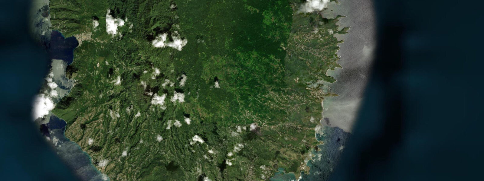 Satellite view of the coast near Vieux Fort