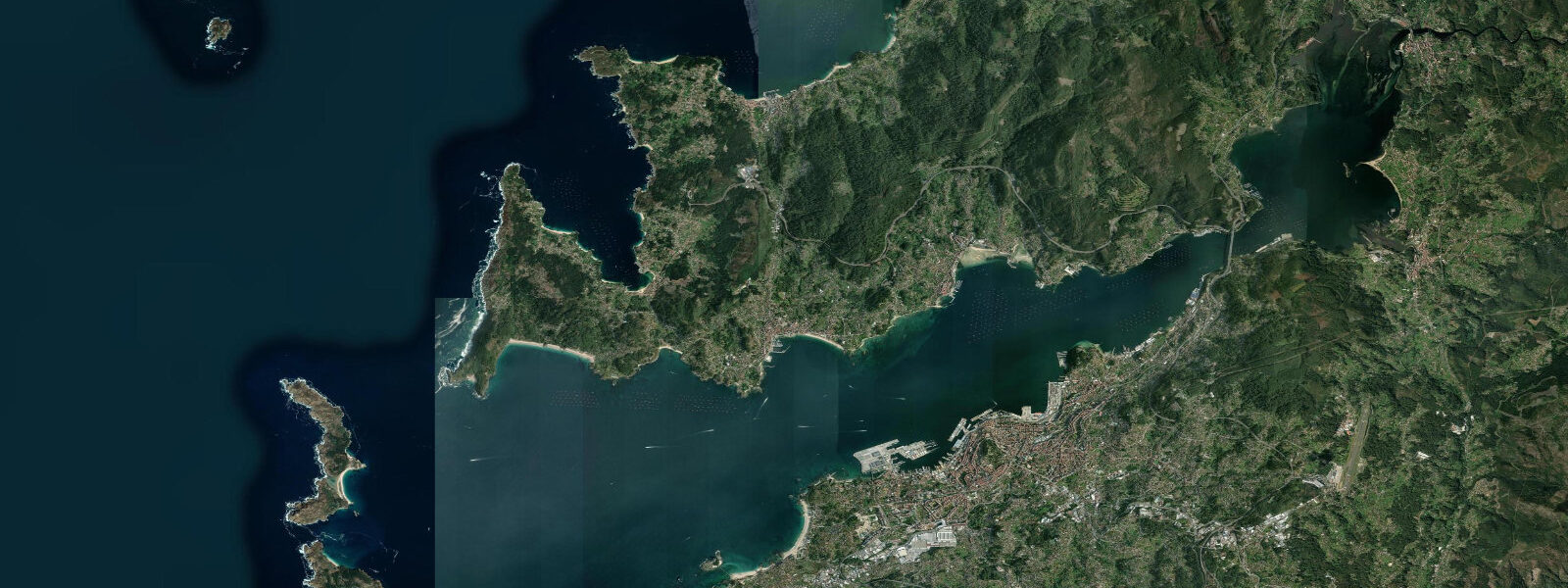 Satellite view of the coast near Vigo