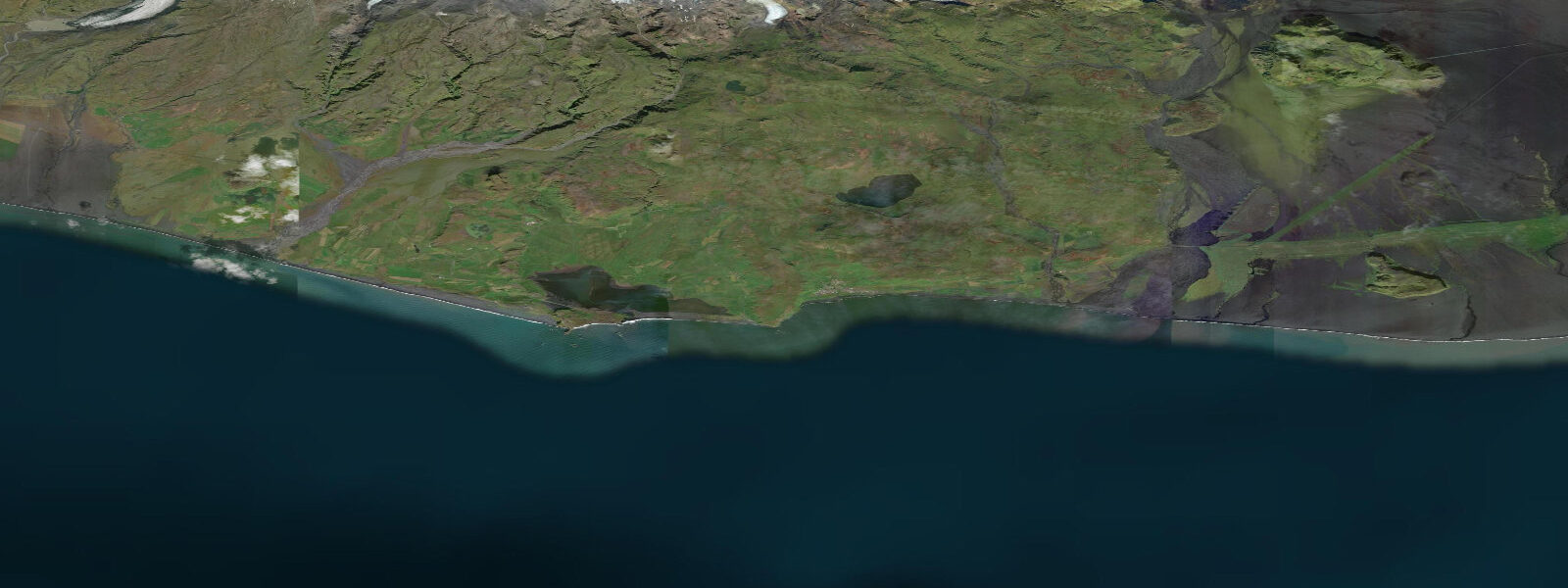 Satellite view of the coast near Vík, Southern Region
