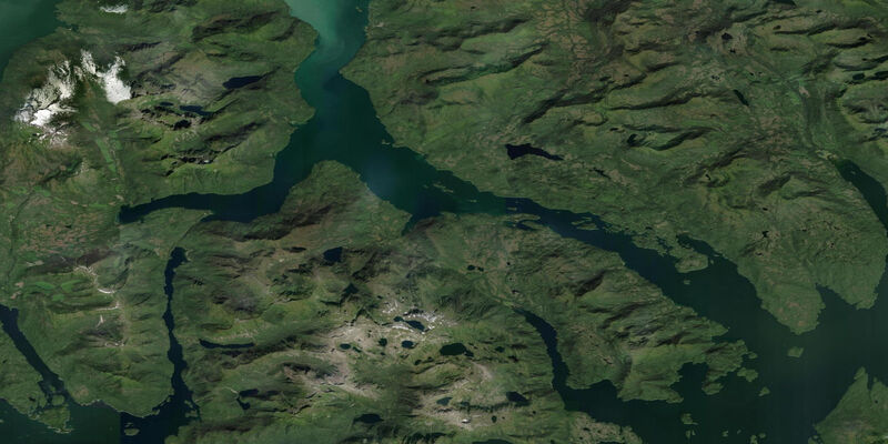 Satellite view of the coast near Village Islands