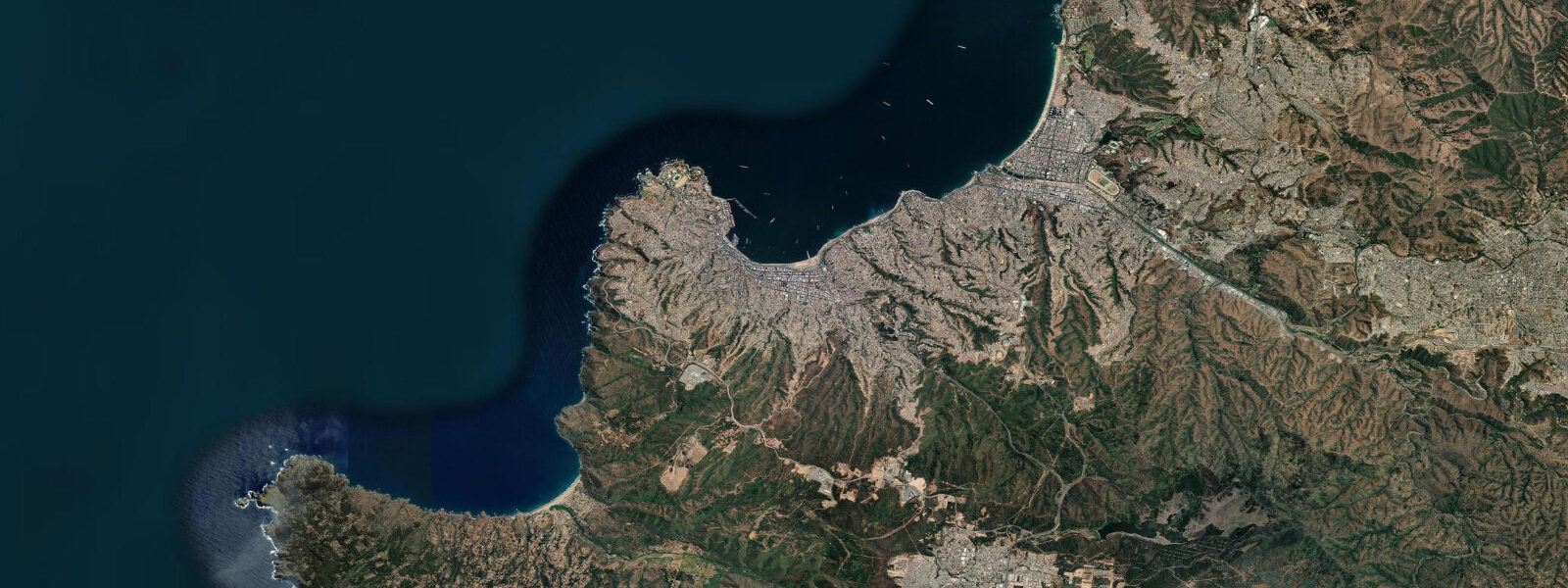 Satellite view of the coast near Viña del Mar, Valparaíso Region
