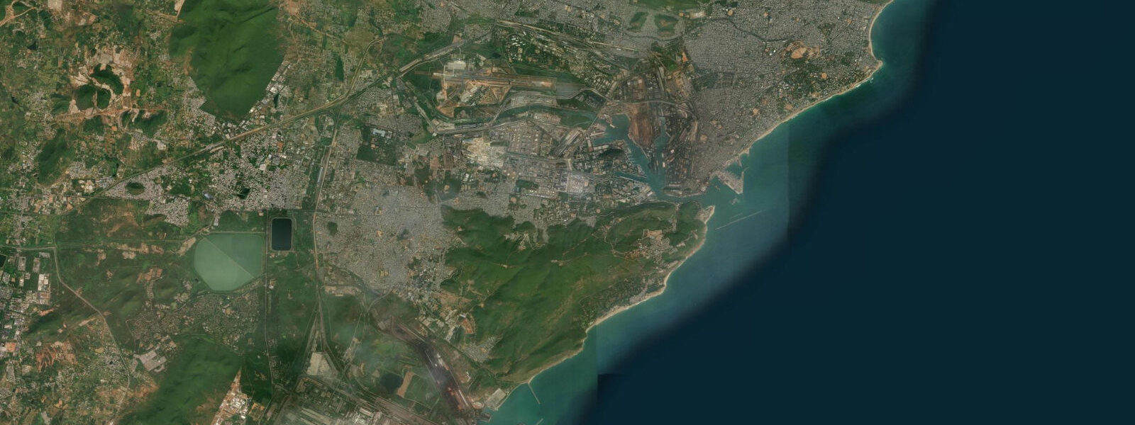 Satellite view of the coast near Visakhapatnam