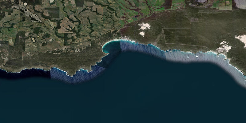 Satellite view of the coast near Vivonne Bay