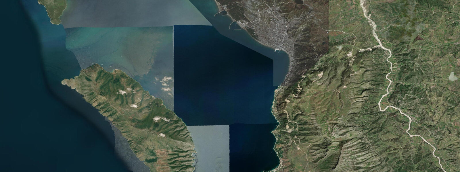 Satellite view of the coast near Vlorë