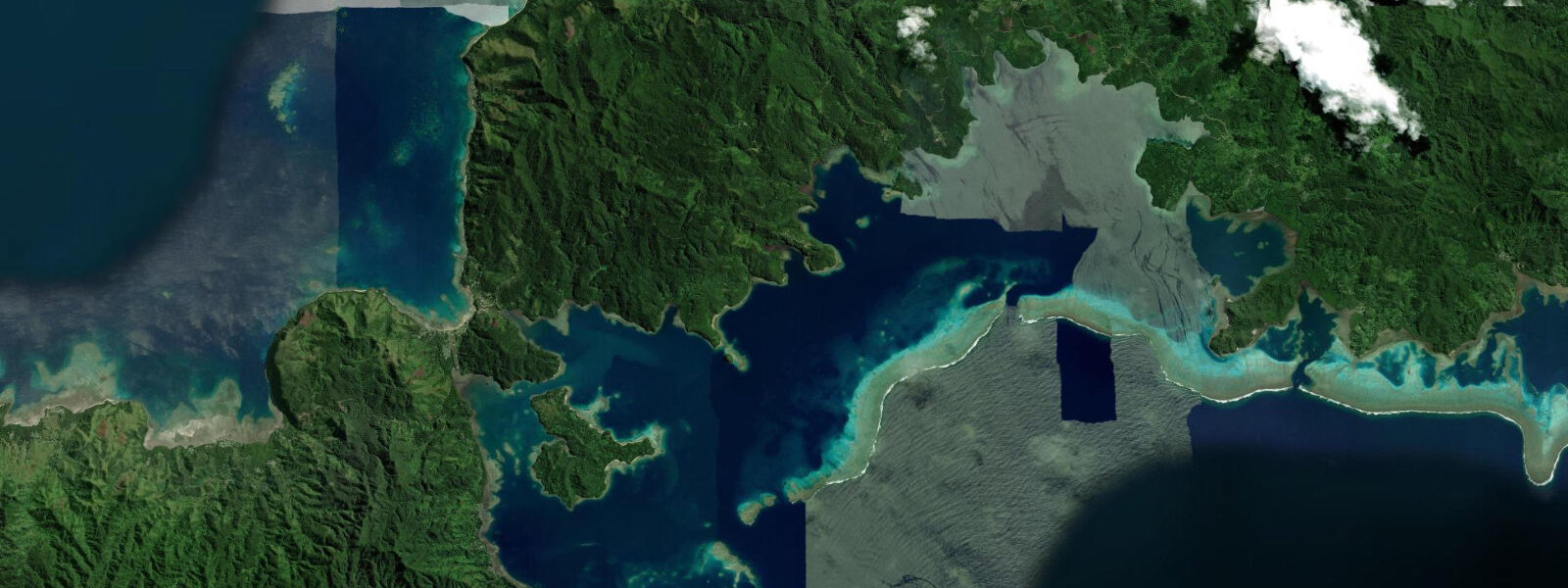 Satellite view of the coast near Vunisea, Kadavu