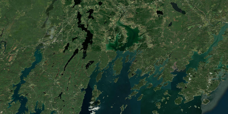 Satellite view of the coast near Waldoboro