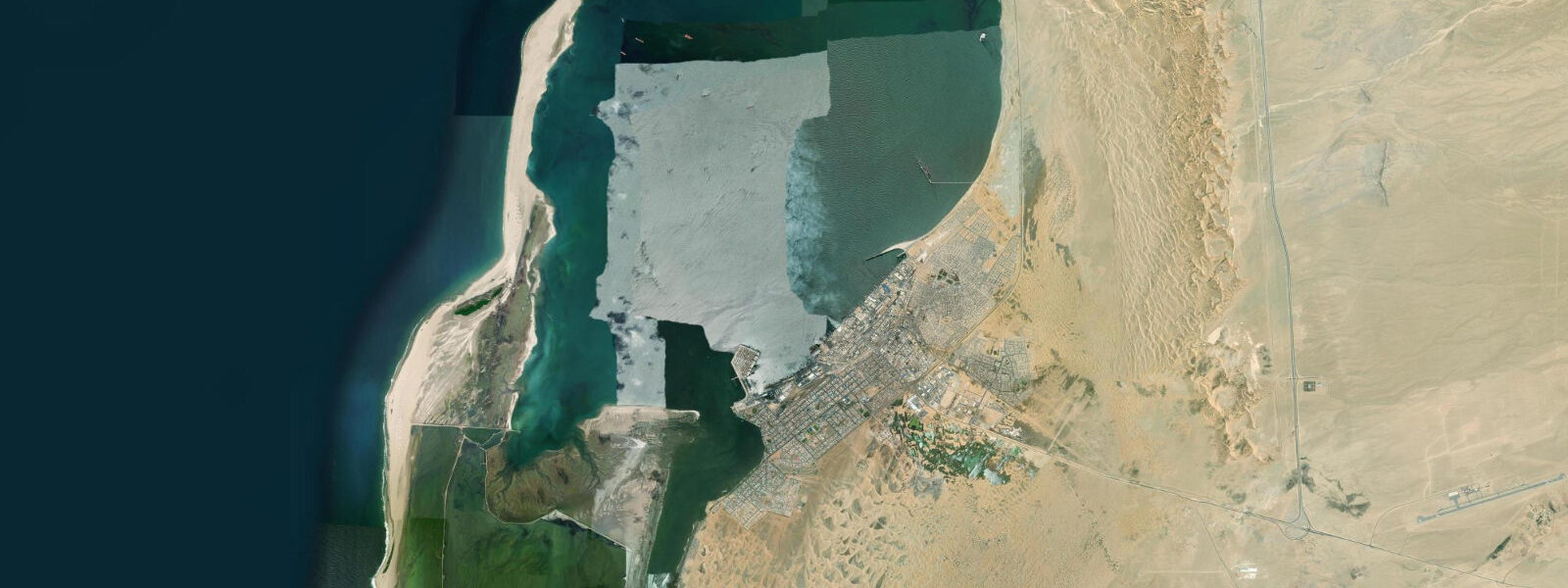 Satellite view of the coast near Walvis Bay