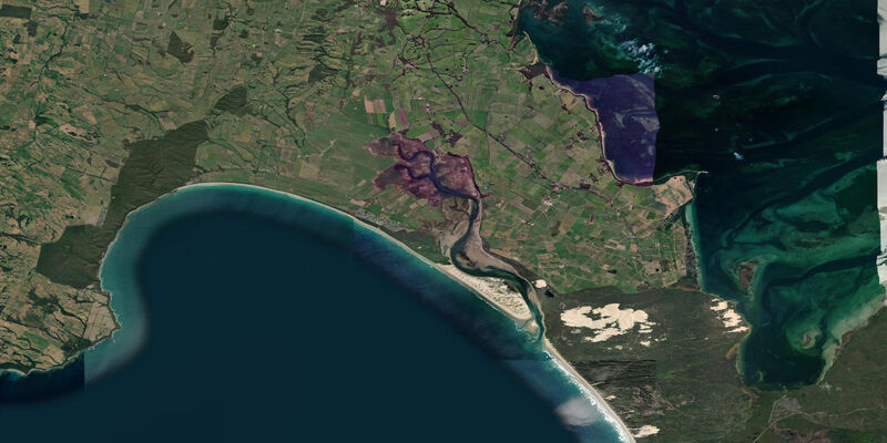 Satellite view of the coast near Waratah Bay