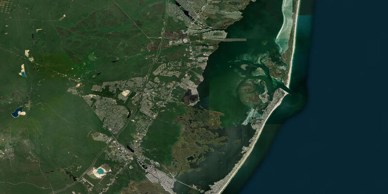 Satellite view of the coast near Waretown