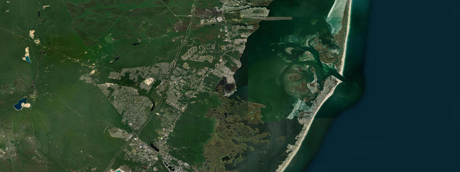 Satellite view of the coast near Waretown