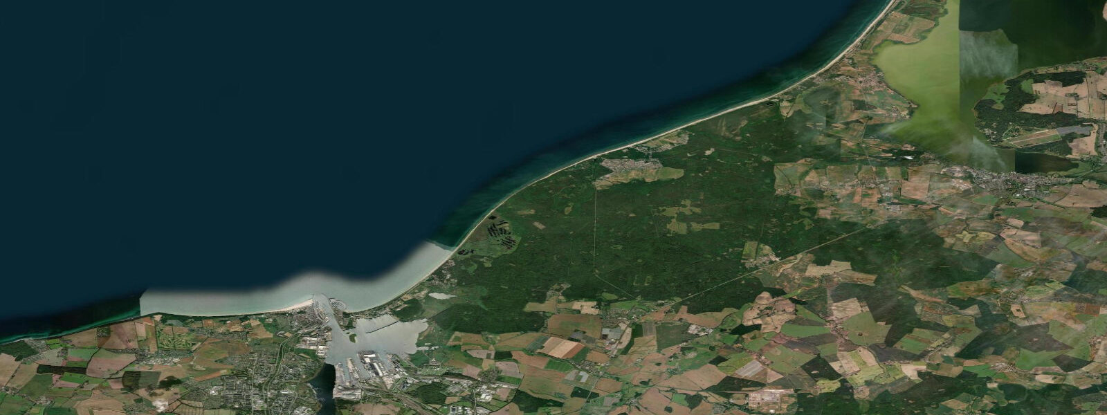 Satellite view of the coast near Warnemünde