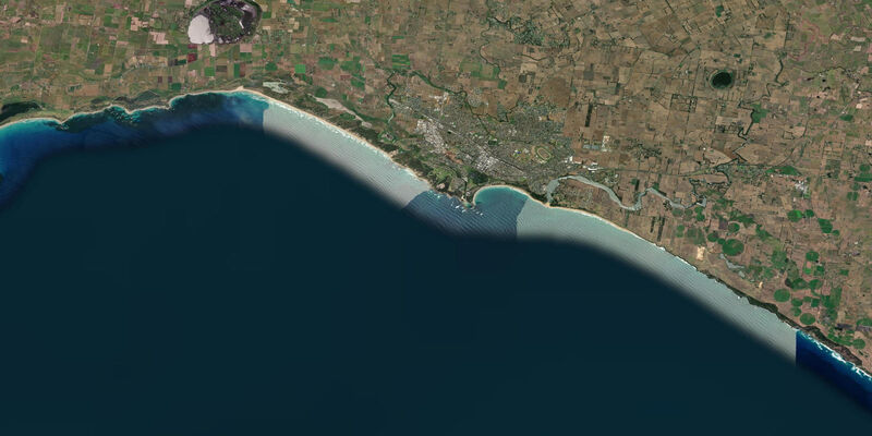 Satellite view of the coast near Warrnambool
