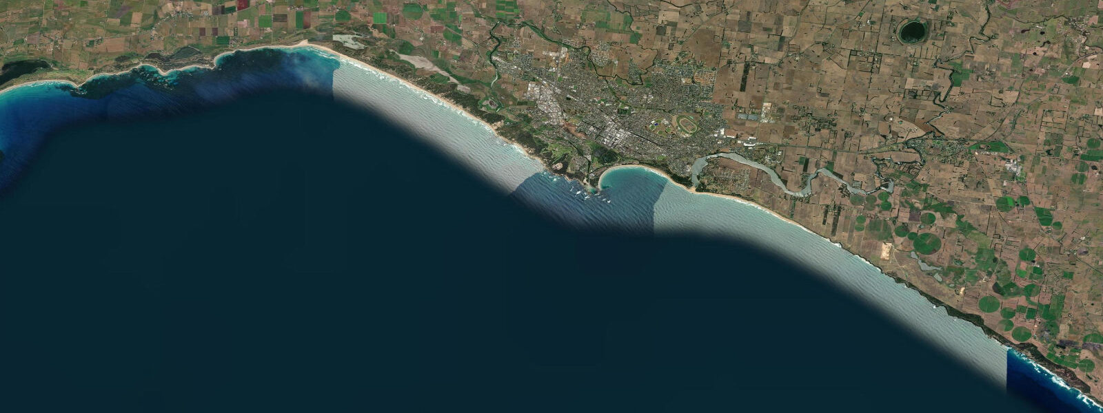 Satellite view of the coast near Warrnambool