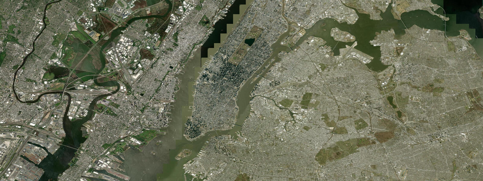 Satellite view of the coast near Weehawken