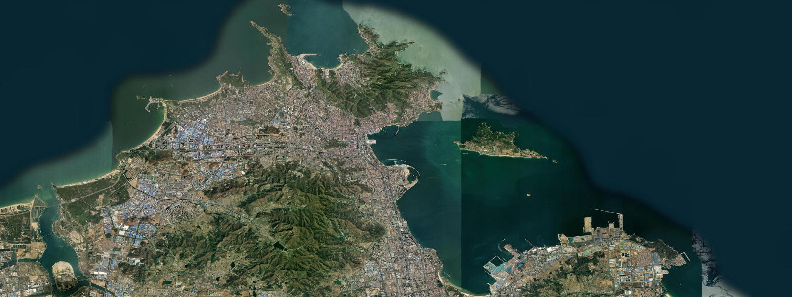 Satellite view of the coast near Weihai, Shandong