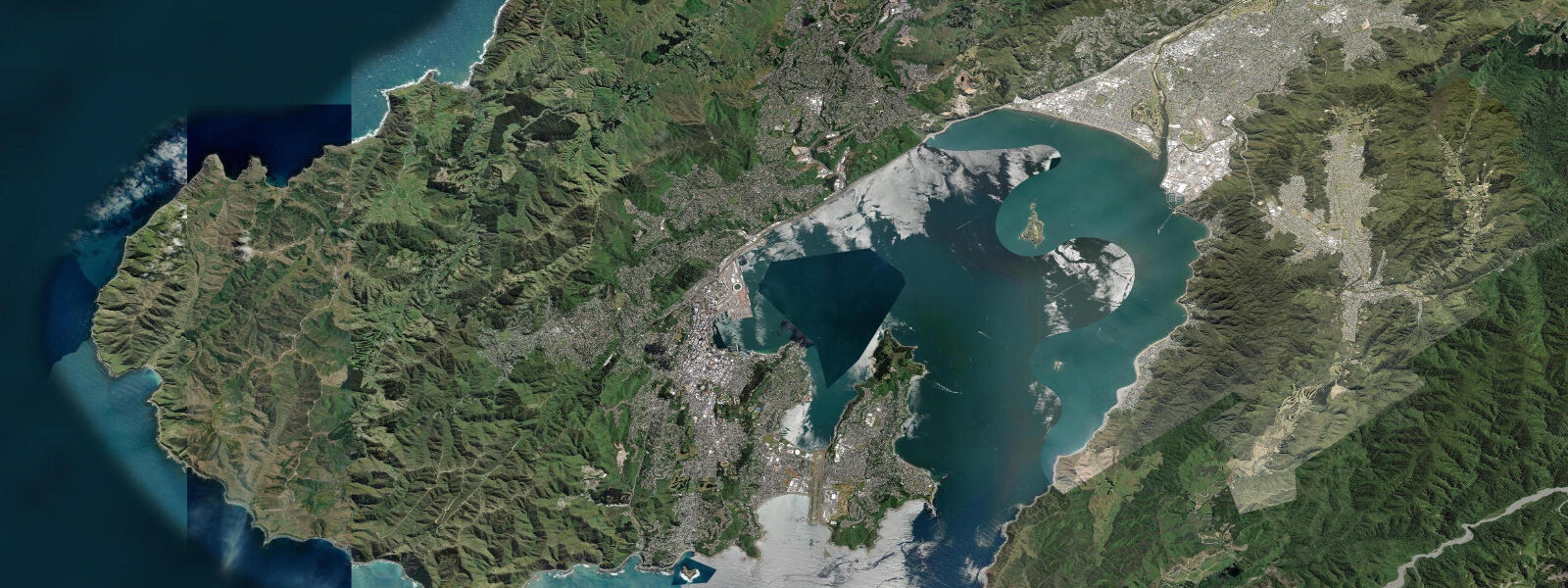 Satellite view of the coast near Wellington