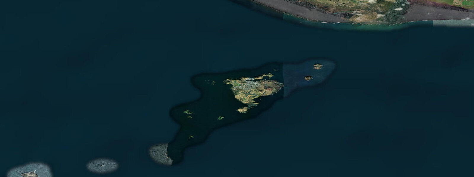 Satellite view of the coast near Vestmannaeyjar (Westman Islands)