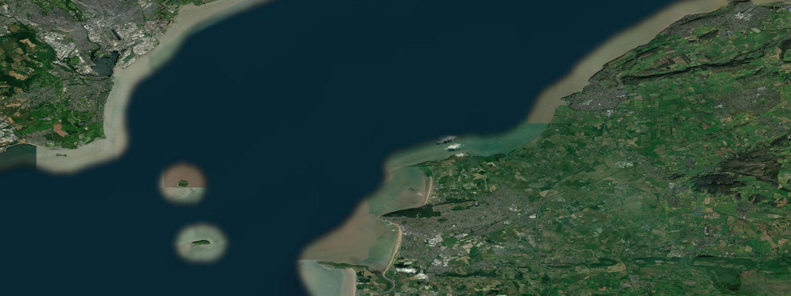 Satellite view of the coast near Weston-super-Mare