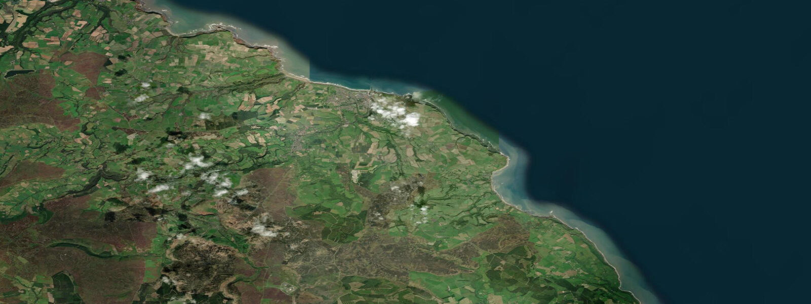 Satellite view of the coast near Whitby, Yorkshire