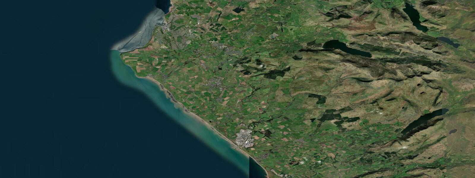 Satellite view of the coast near Whitehaven