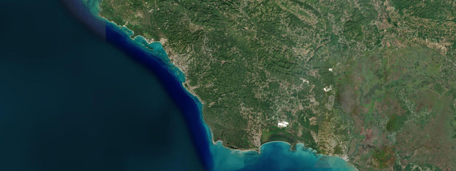 Satellite view of the coast near Whitehouse, Westmoreland