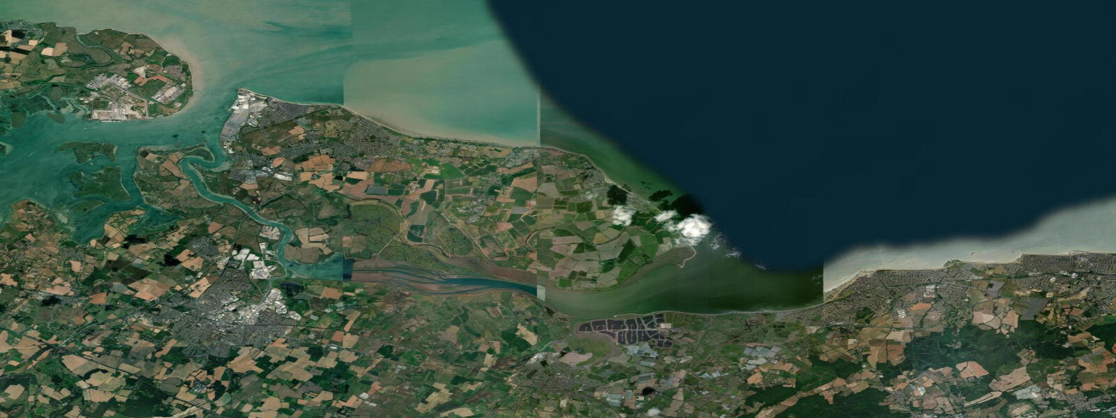 Satellite view of the coast near Whitstable