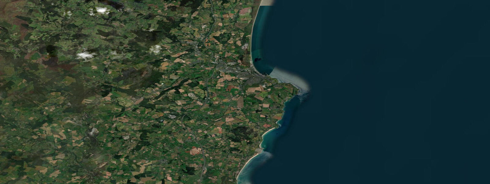 Satellite view of the coast near Wicklow, Leinster
