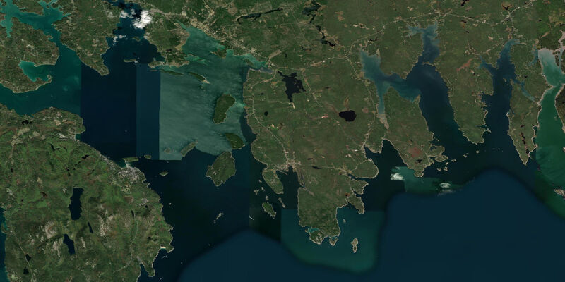 Satellite view of the coast near Winter Harbor