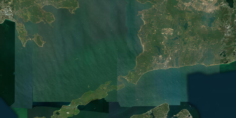 Satellite view of the coast near Woods Hole, MA