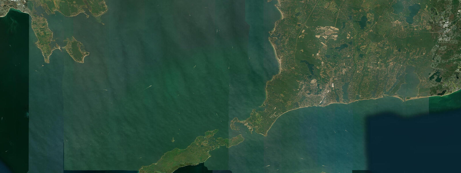 Satellite view of the coast near Woods Hole, MA