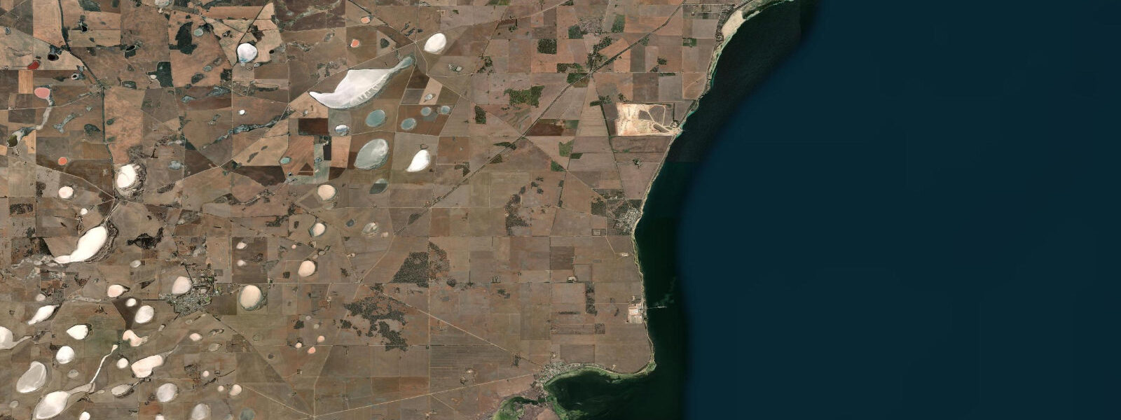Satellite view of the coast near Wool Bay