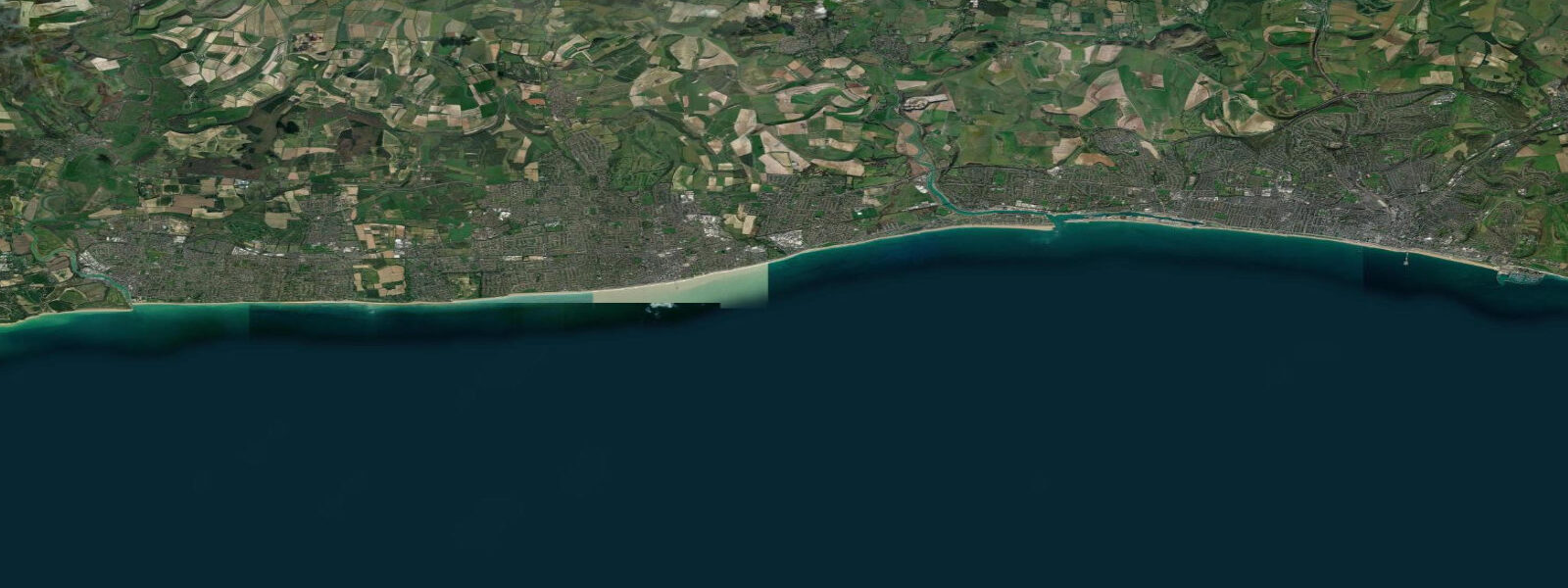Satellite view of the coast near Worthing