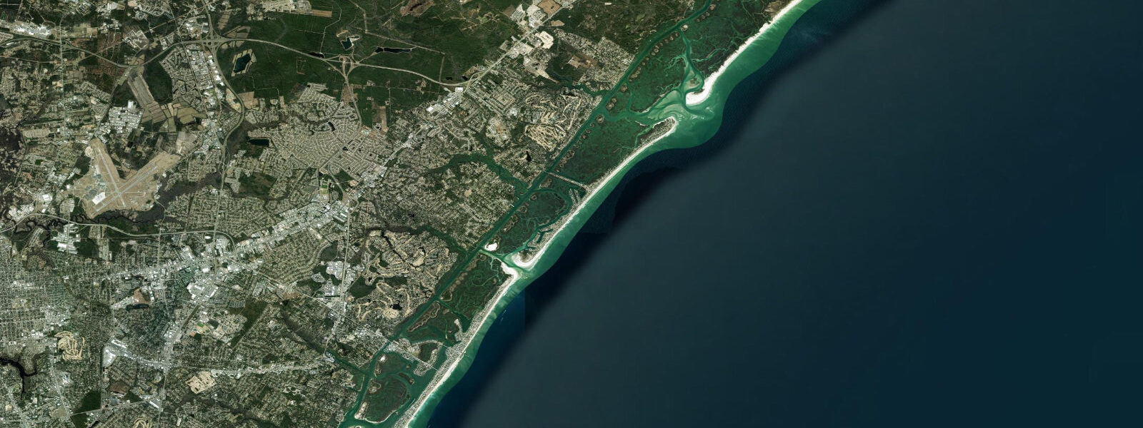 Satellite view of the coast near Wrightsville Beach