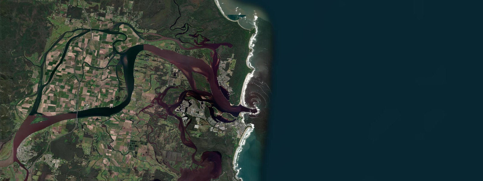 Satellite view of the coast near Yamba