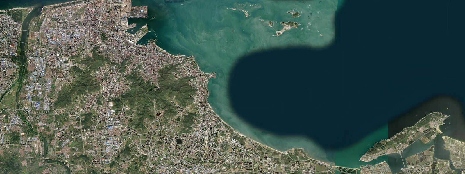 Satellite view of the coast near Yantai, Shandong