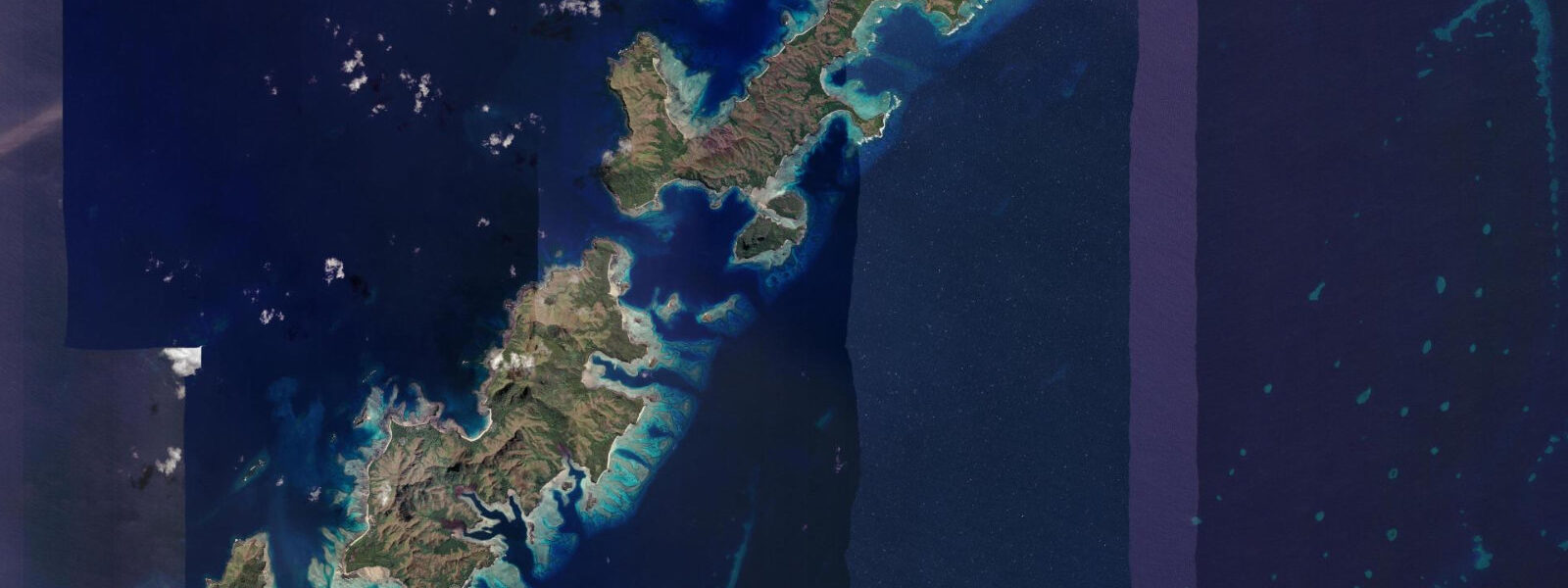 Satellite view of the coast near Yasawa Islands