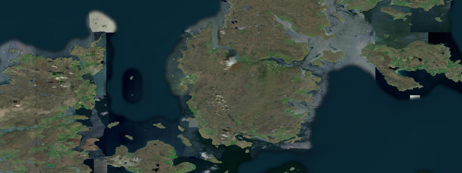 Satellite view of the coast near Yell