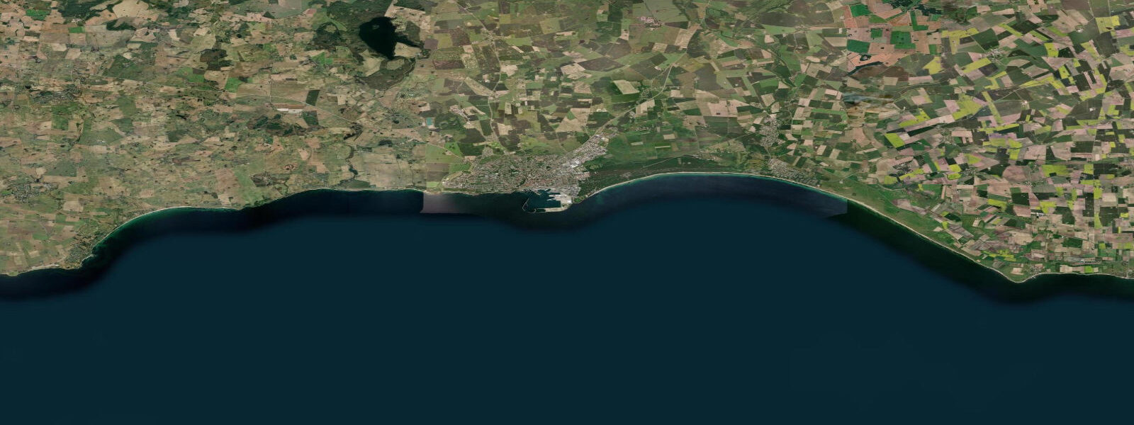 Satellite view of the coast near Ystad