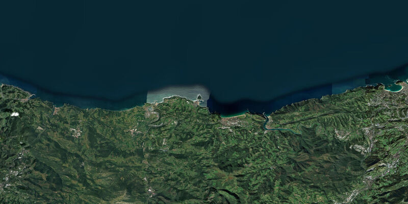 Satellite view of the coast near Zarautz