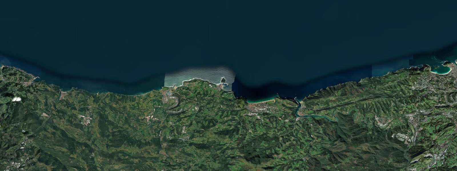 Satellite view of the coast near Zarautz
