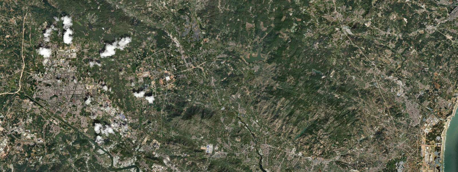Satellite view of the coast near Zhangzhou