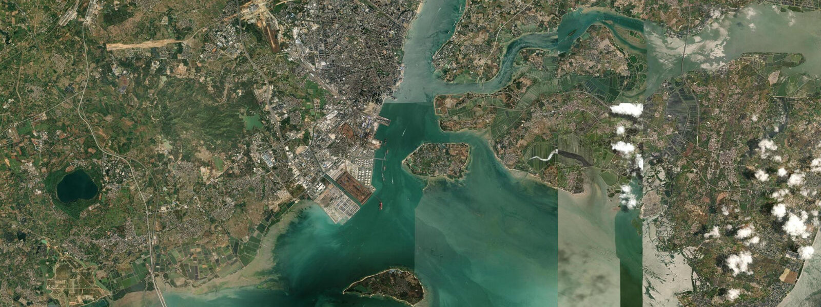 Satellite view of the coast near Zhanjiang