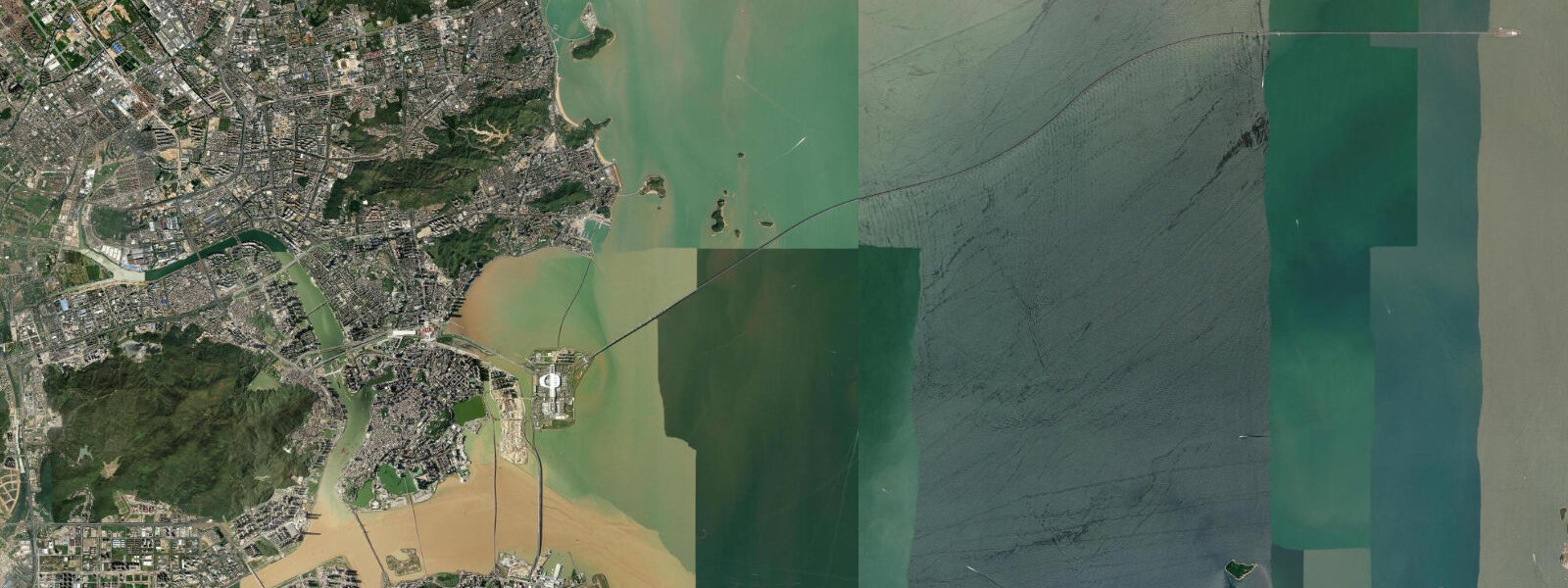 Satellite view of the coast near Zhuhai