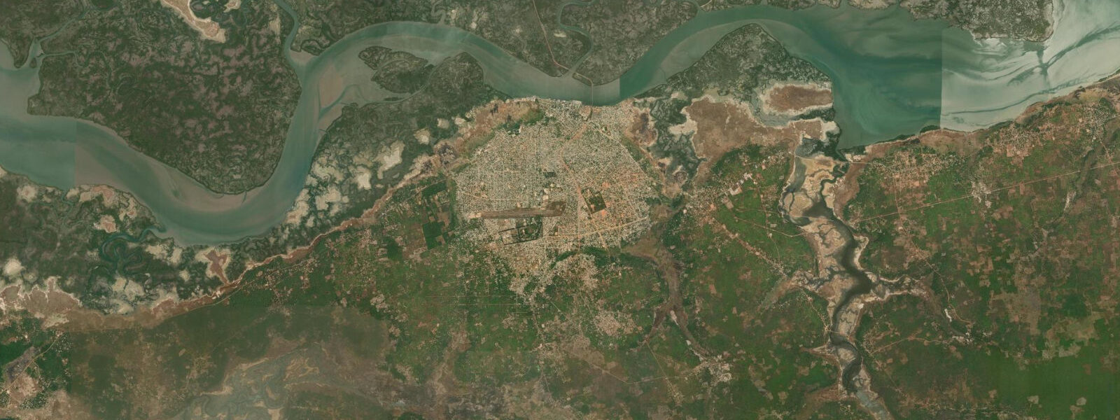 Satellite view of the coast near Ziguinchor Bay