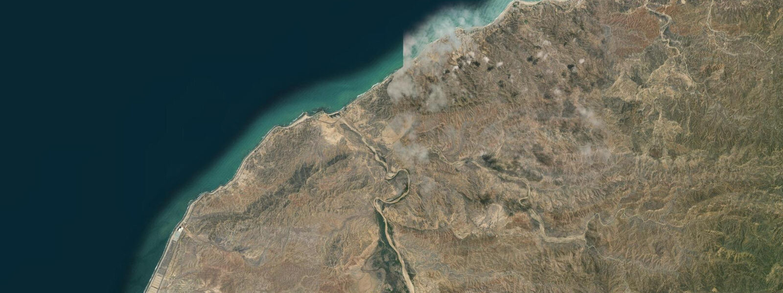 Satellite view of the coast near Zorritos, Peru